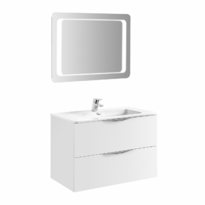 Meuble de salle de bain 80cm laqué blanc AGATE