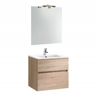 Meuble de salle de bain suspendu 60cm chêne clair JADE