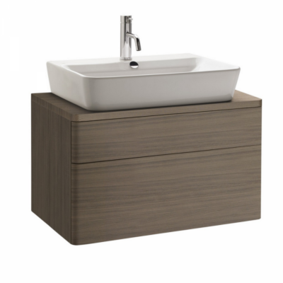 Meuble de salle de bain suspendu 60x45cm bois cendré EMMA