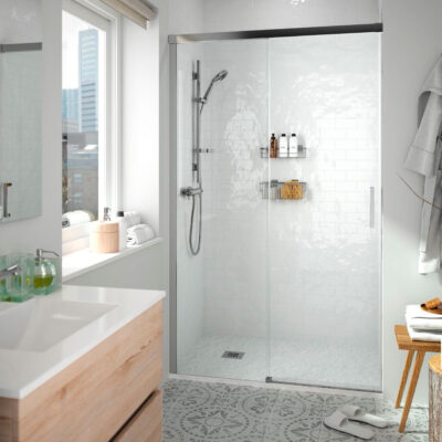 façade de douche copenhague couleur argent brillant par salgar