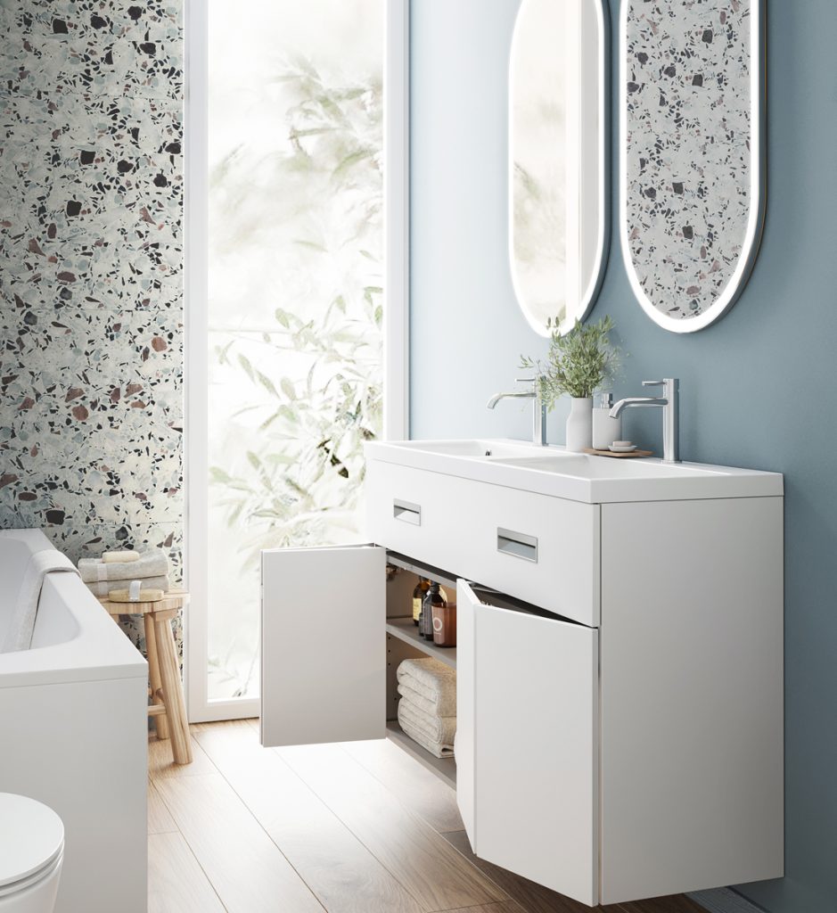 Meuble de vasque optimum L120 OUVERT BLANC MAT