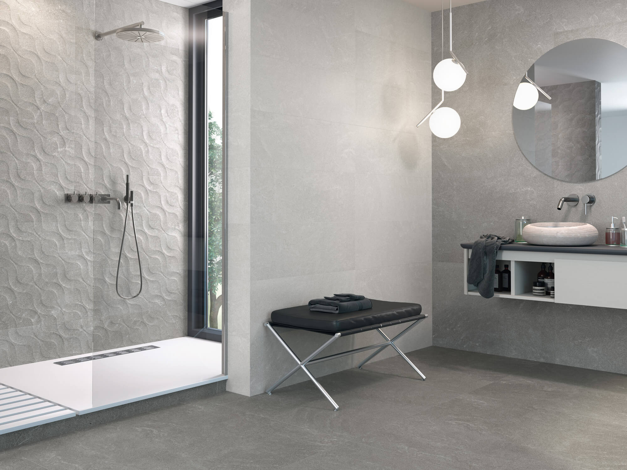 faïence camdem 9526 perla gris perla relieve 30x90