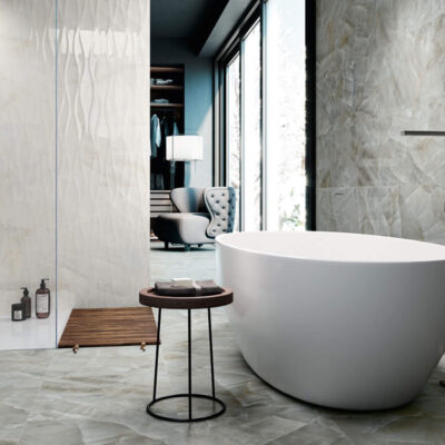 faïence monaco 1217 Grey White Relieve Wave 40x120