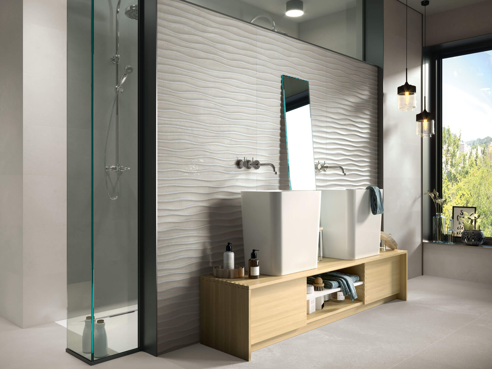 faïence tribeca 8213 Grey Bone Grey Relieve 333x80