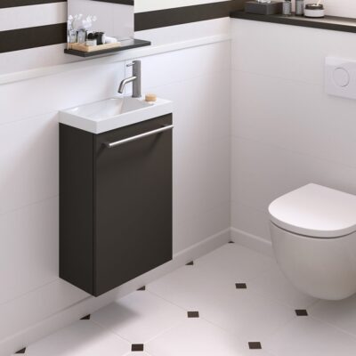 lave main sucre laque Noir mat avec-porte savon