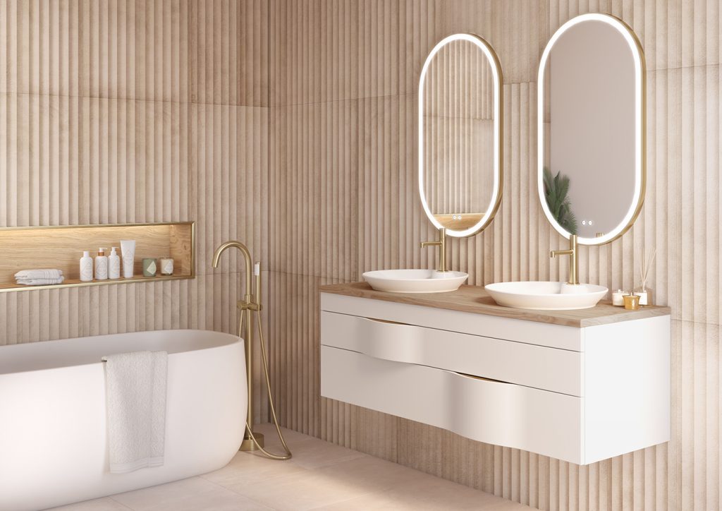 meuble de salle de bain illusion L140 Blanc mate miroirs